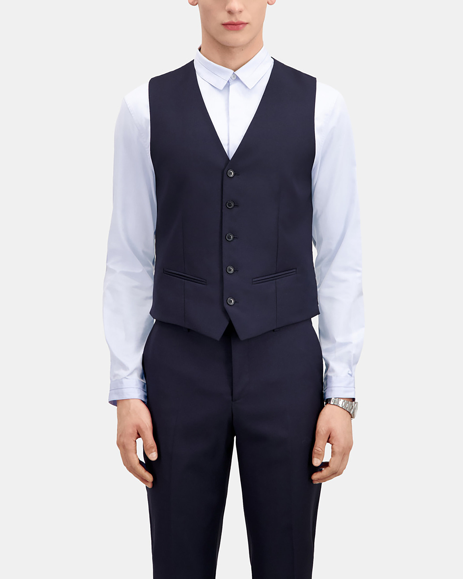 Navy blue wool suit vest