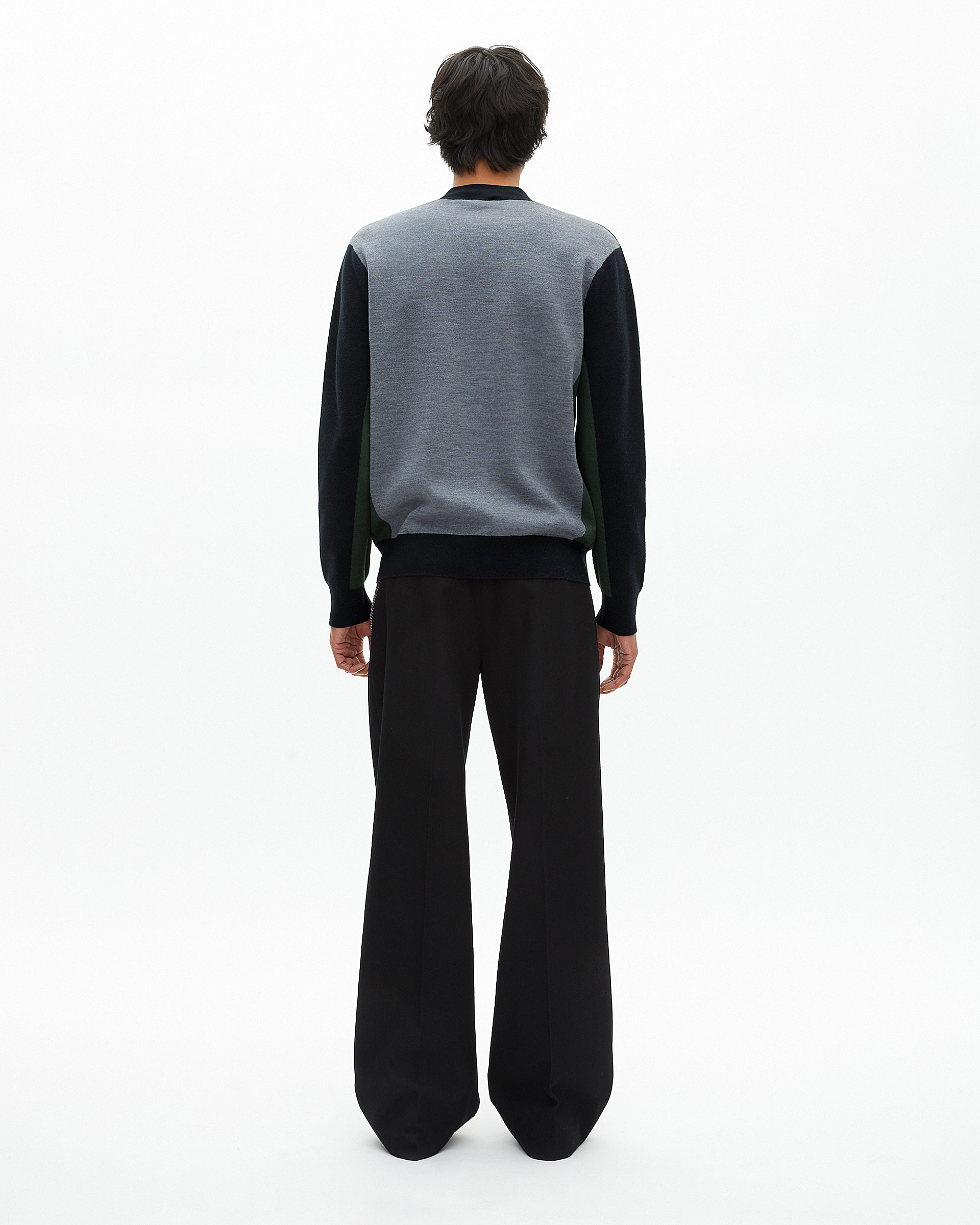 Navy double-sided wool cardigan