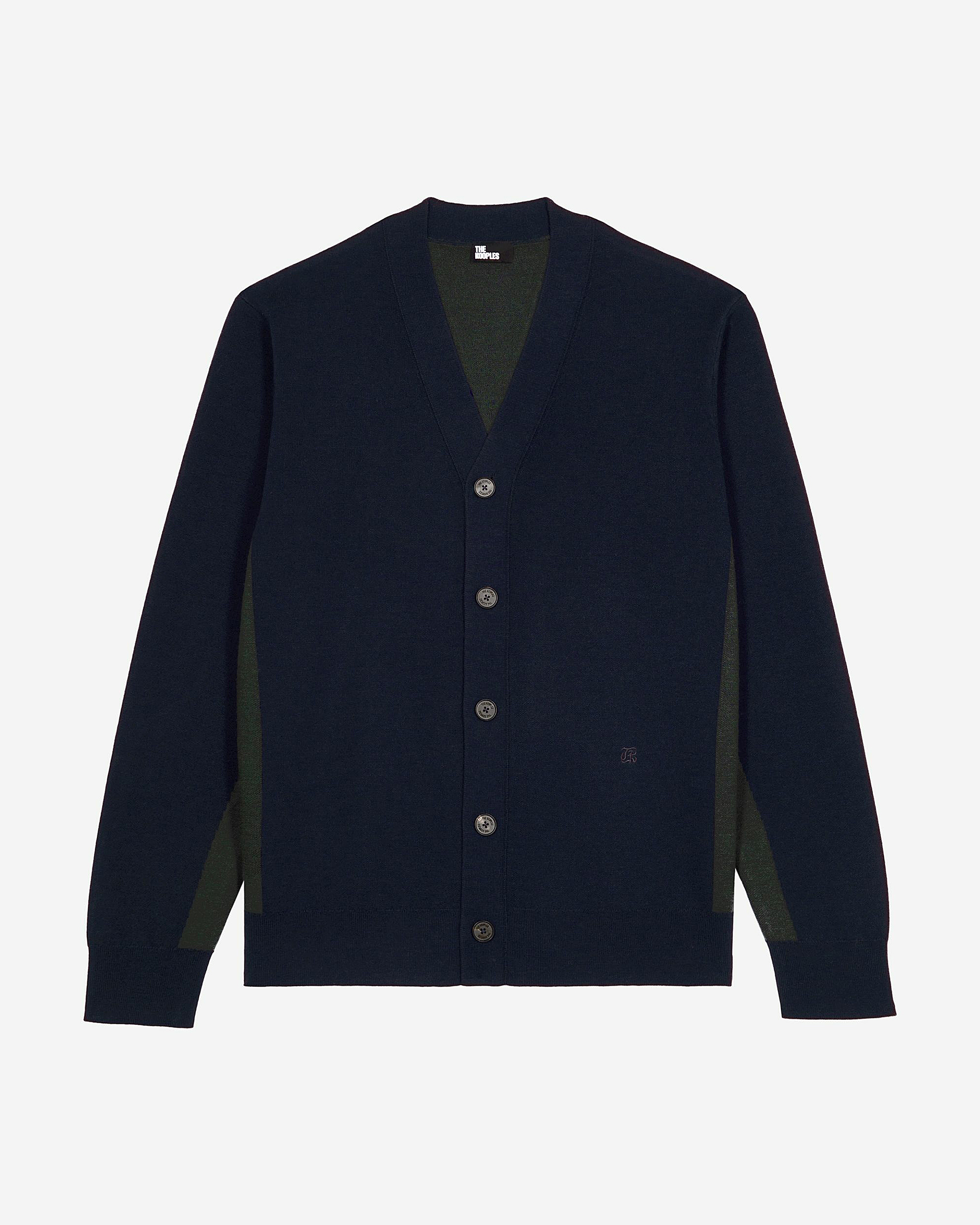 Navy double-sided wool cardigan