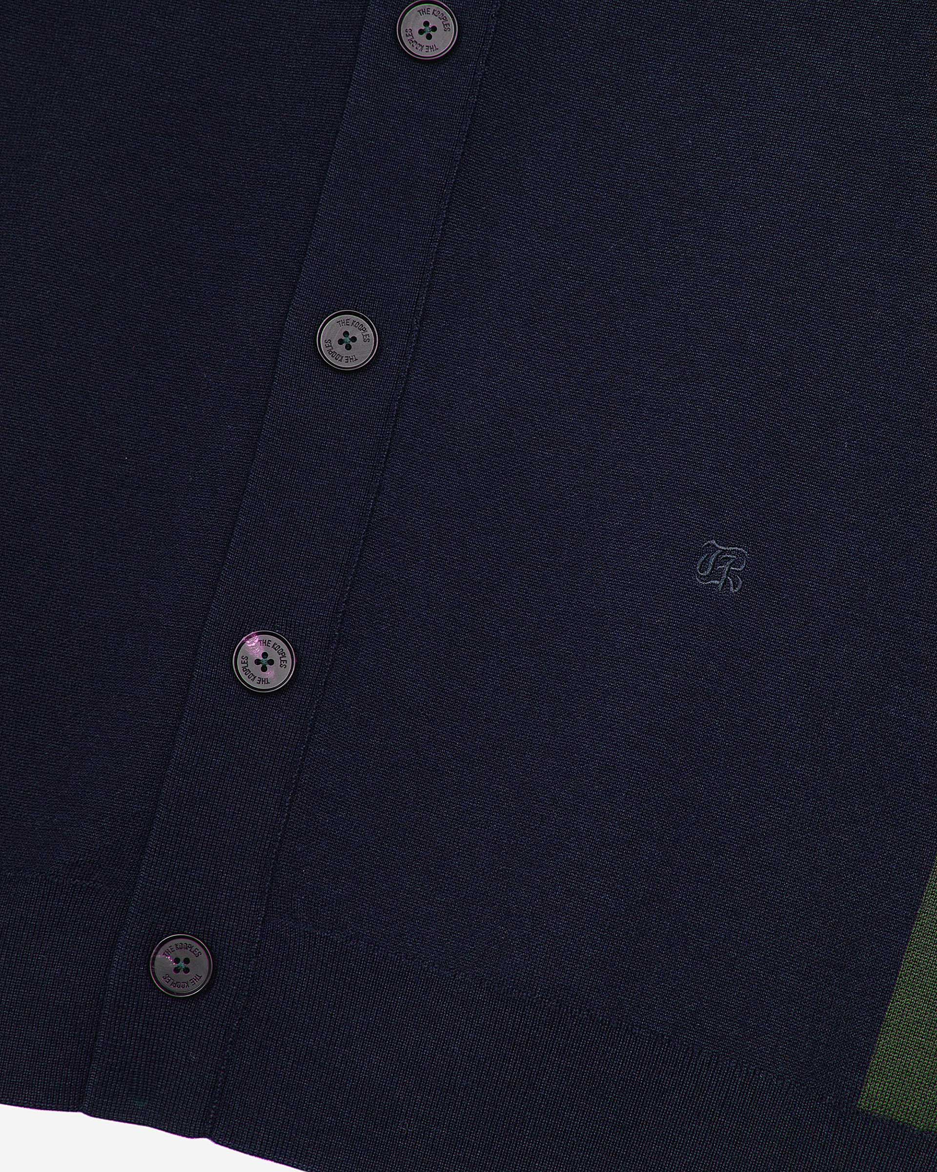 Navy double-sided wool cardigan