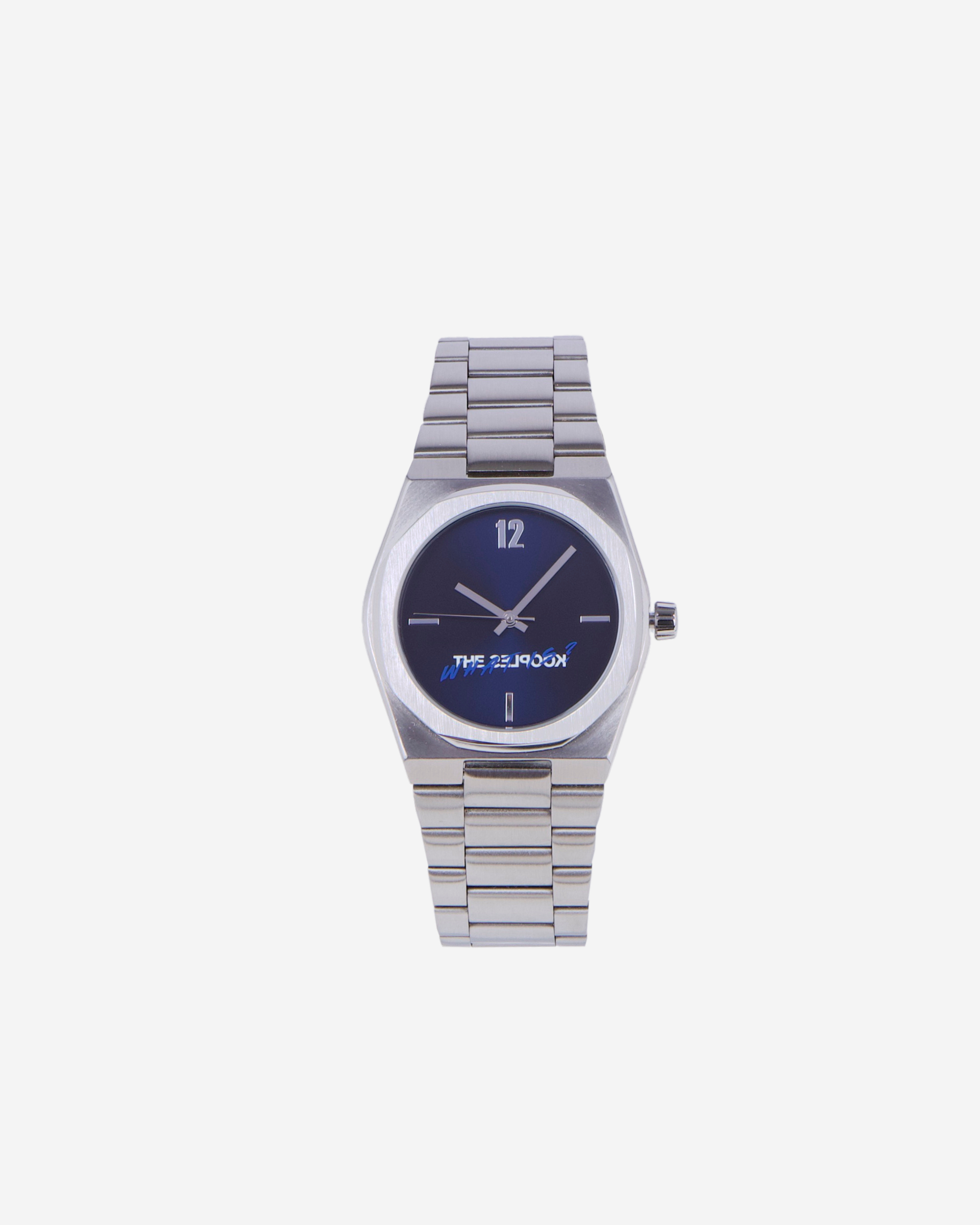 Silver 'What Is' Watch with Blue Dial