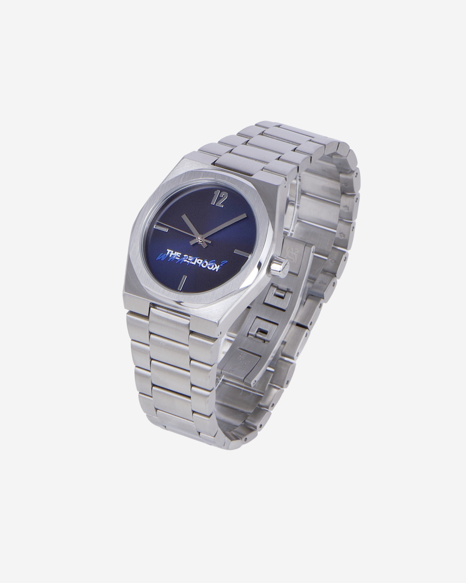Silver 'What Is' Watch with Blue Dial