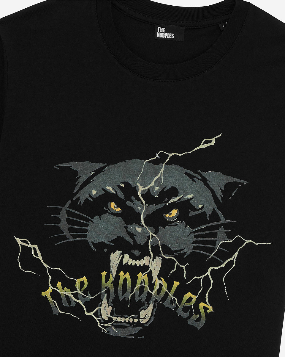 T-shirt with black rhinestone screen print