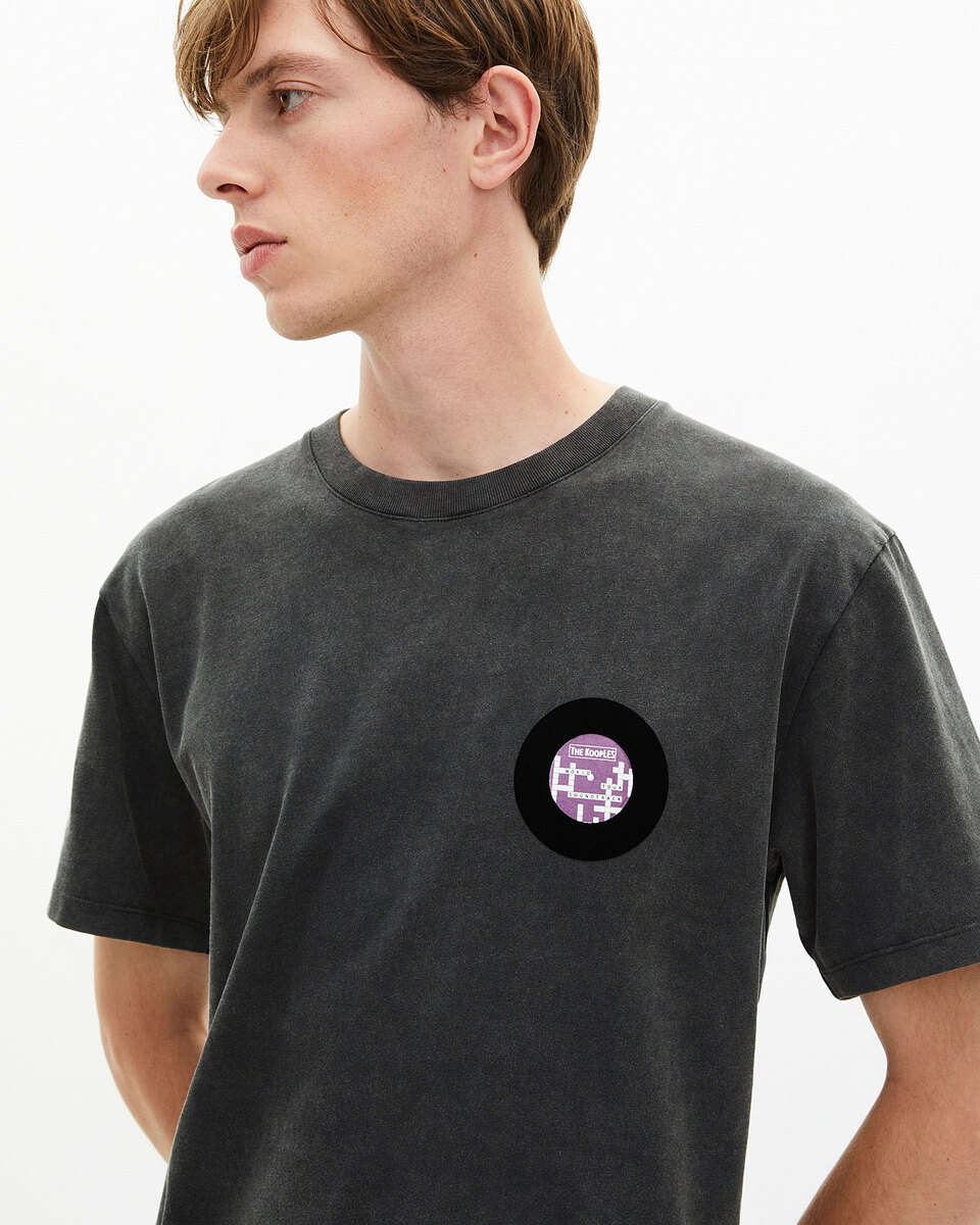 T-shirt with black vinyl flocking