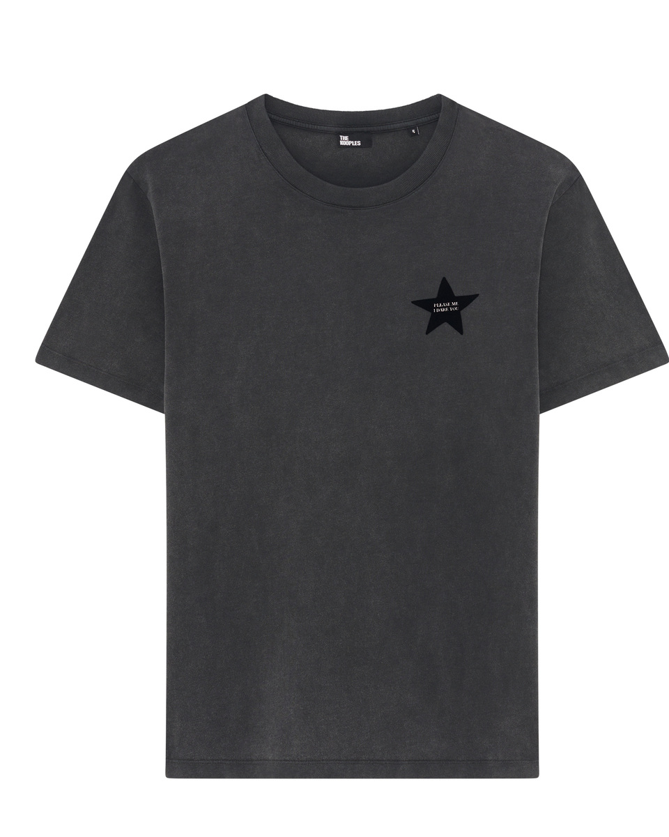 T-shirt with black star flock