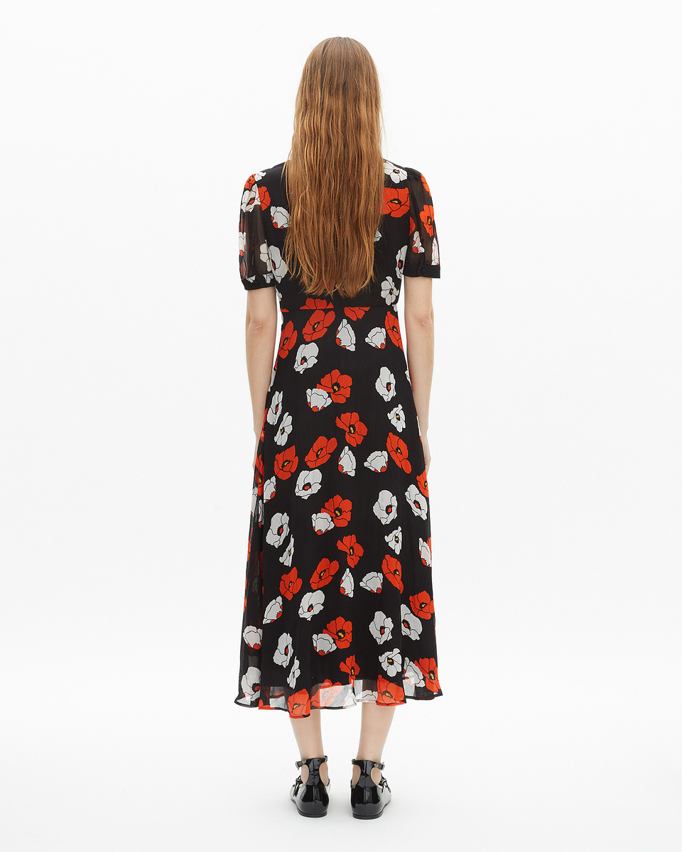 Black floral print maxi dress