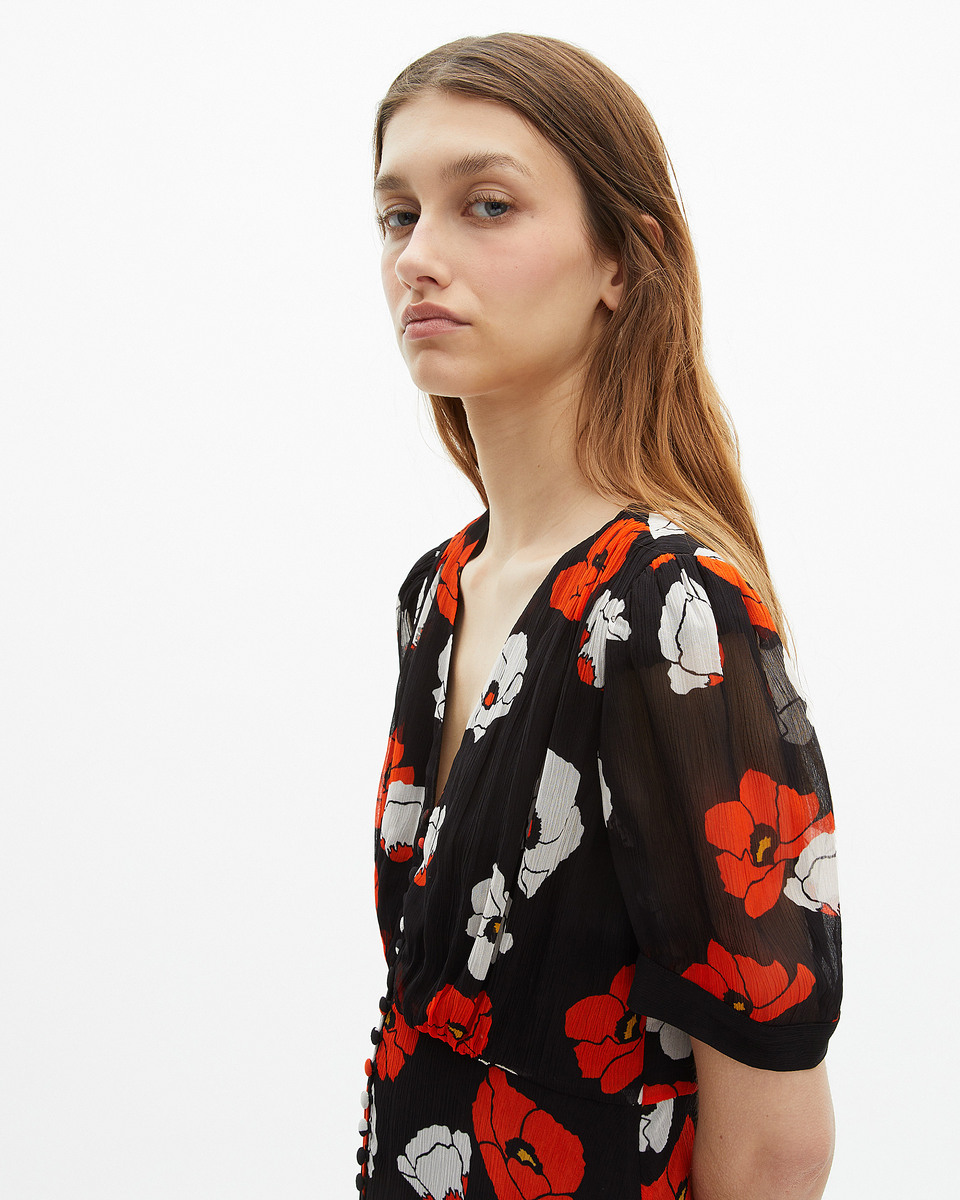 Black floral print maxi dress