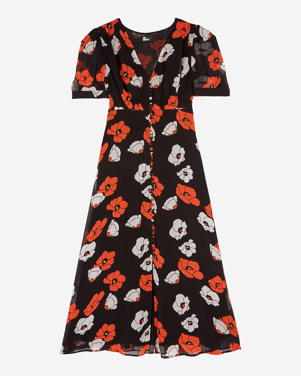 Black floral print maxi dress