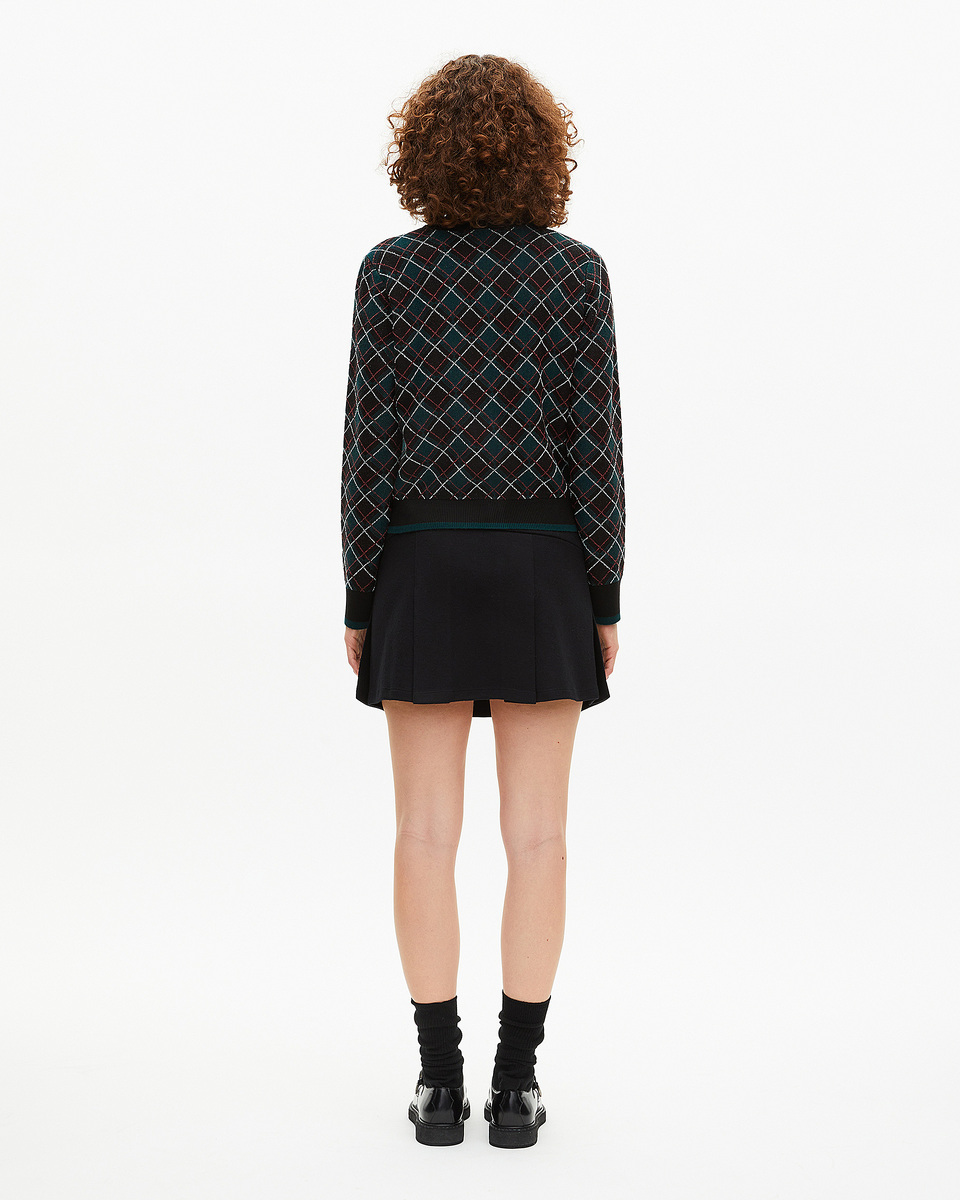 Black check cardigan