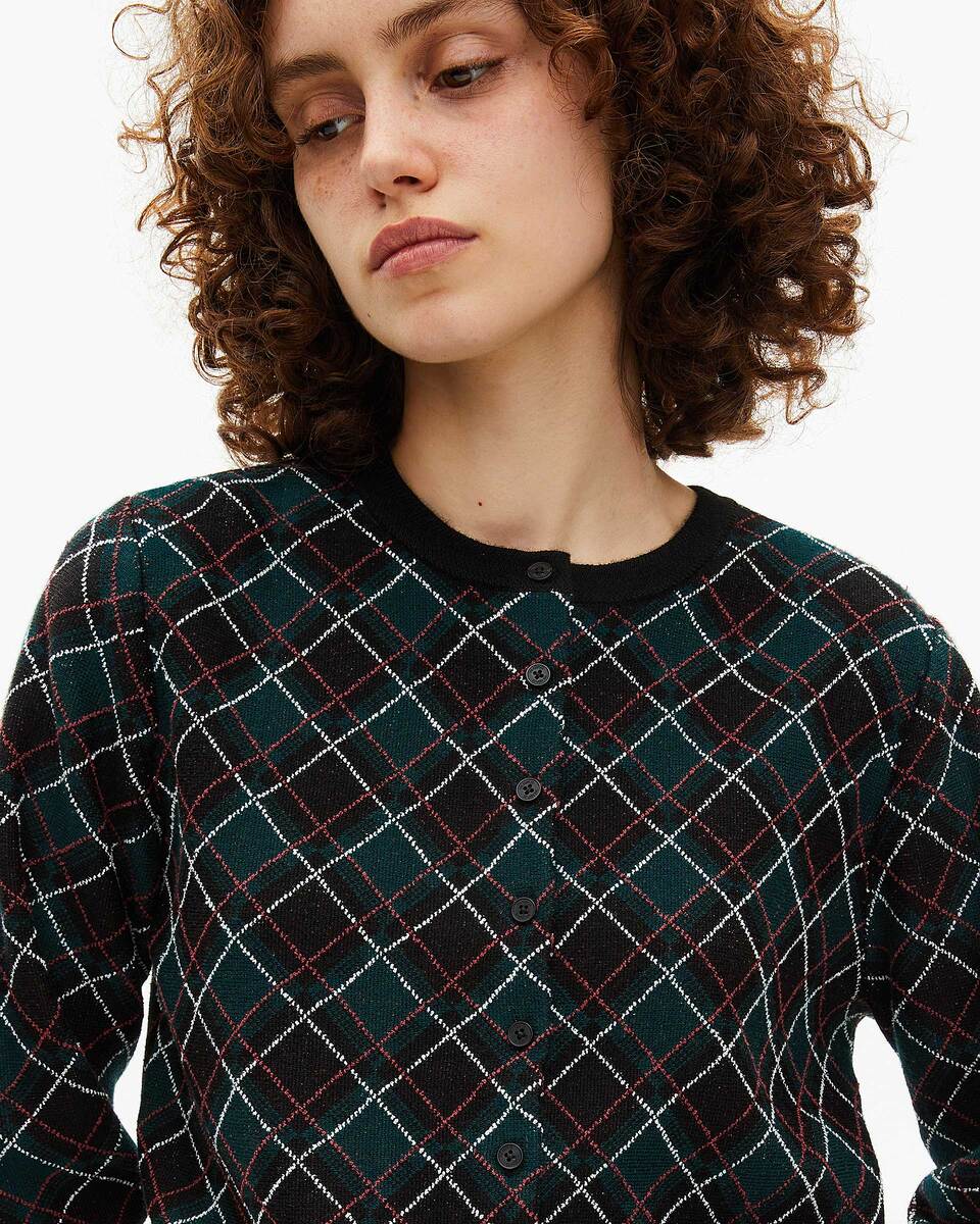 Black check cardigan