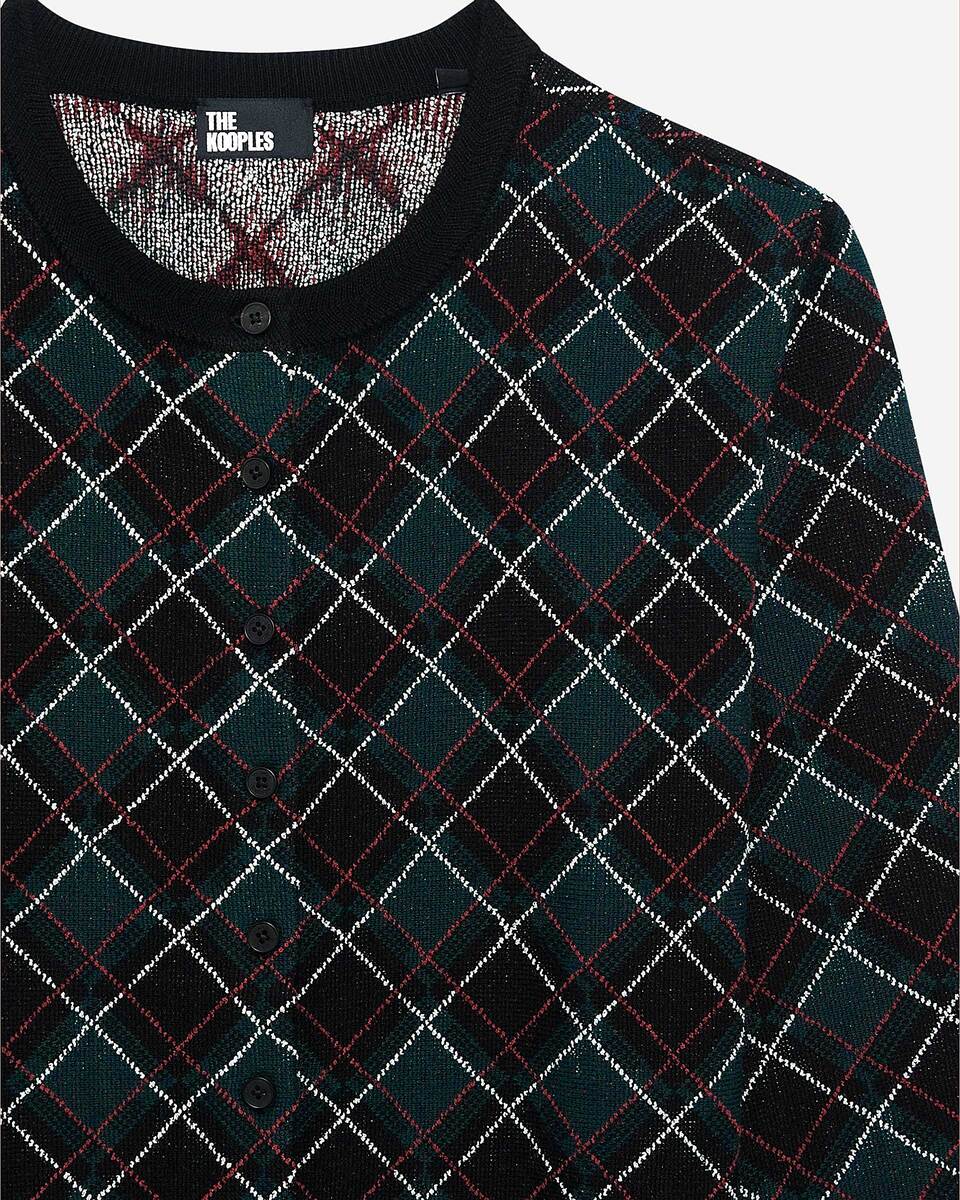Black check cardigan