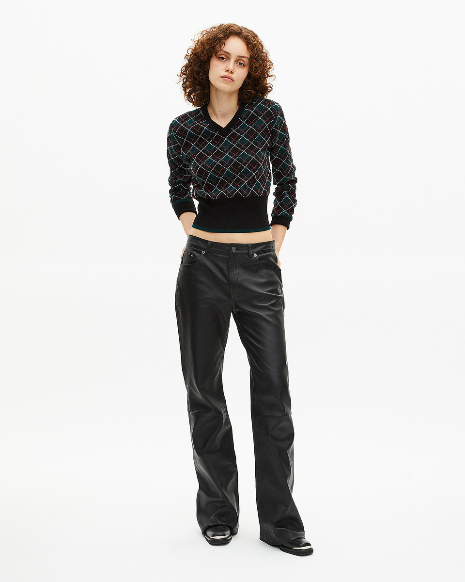 Black plaid sweater