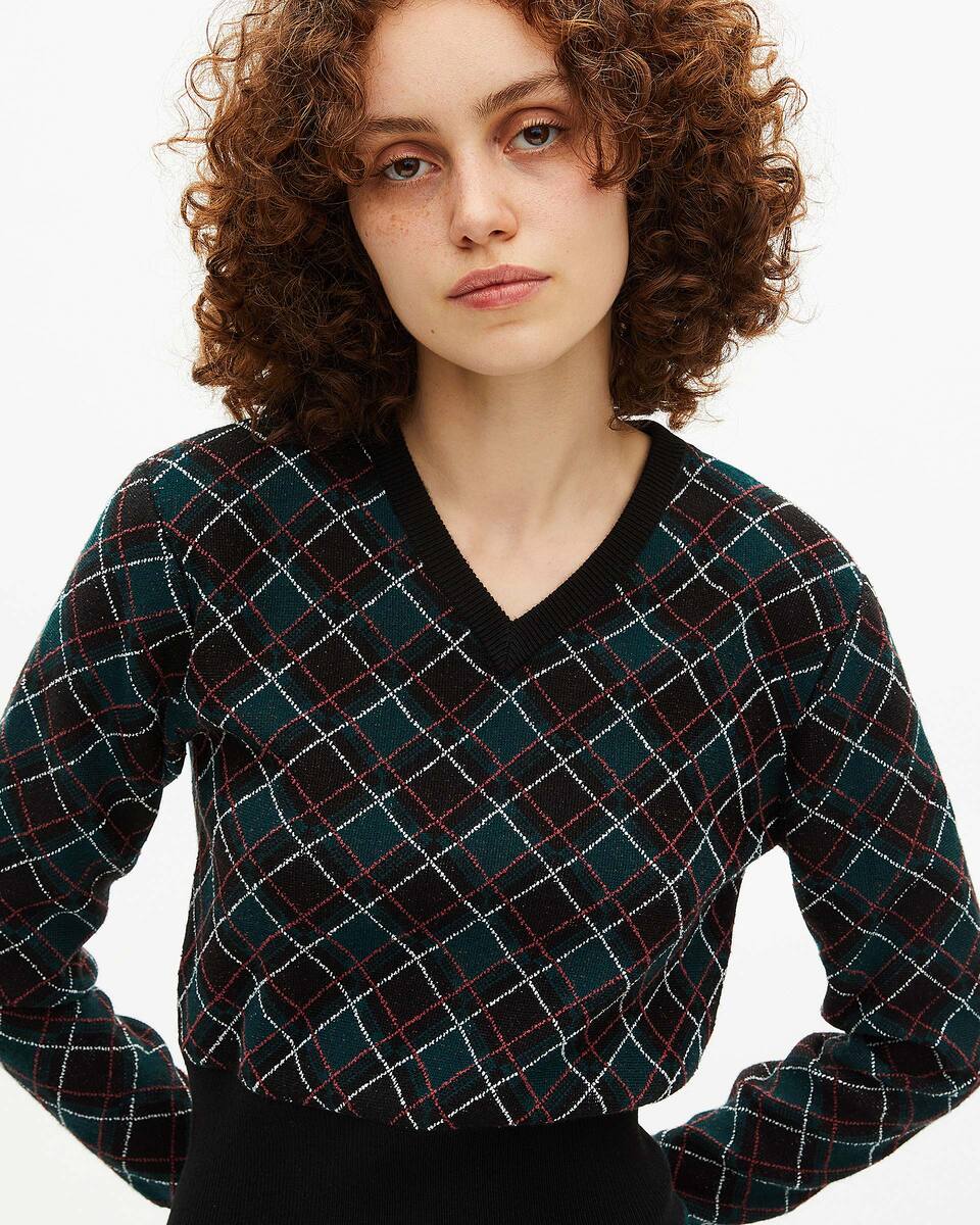 Black plaid sweater