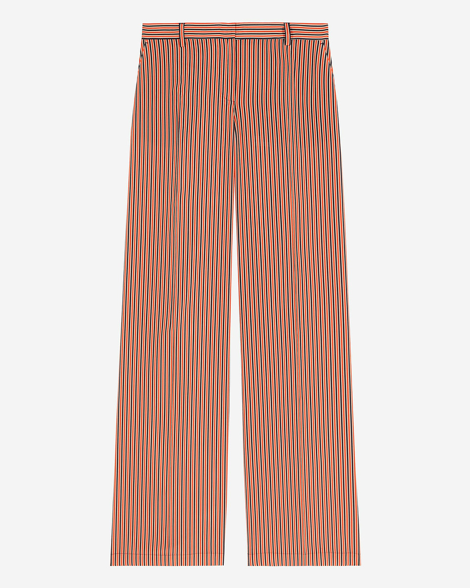 Wide-leg pants with red and blue stripes