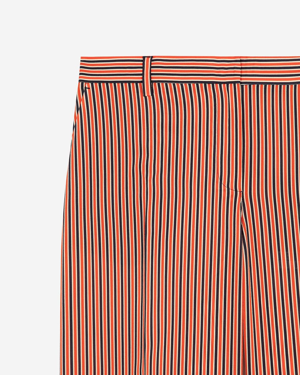 Wide-leg pants with red and blue stripes