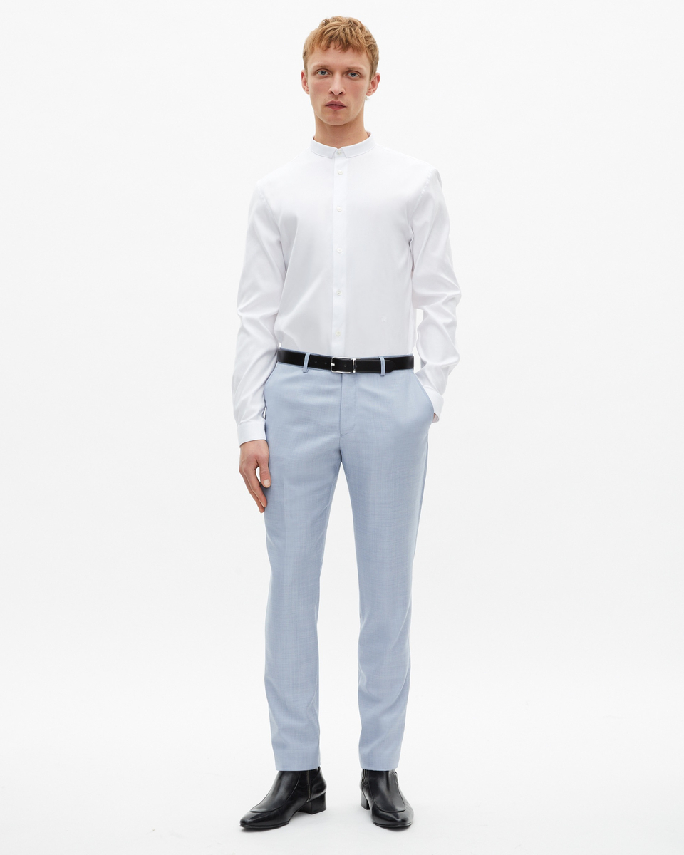Blue slim fit wool suit pants