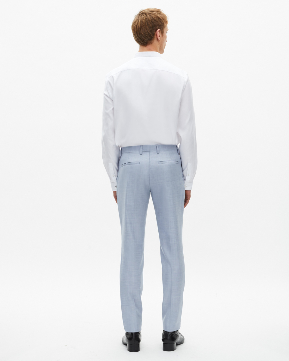 Blue slim fit wool suit pants