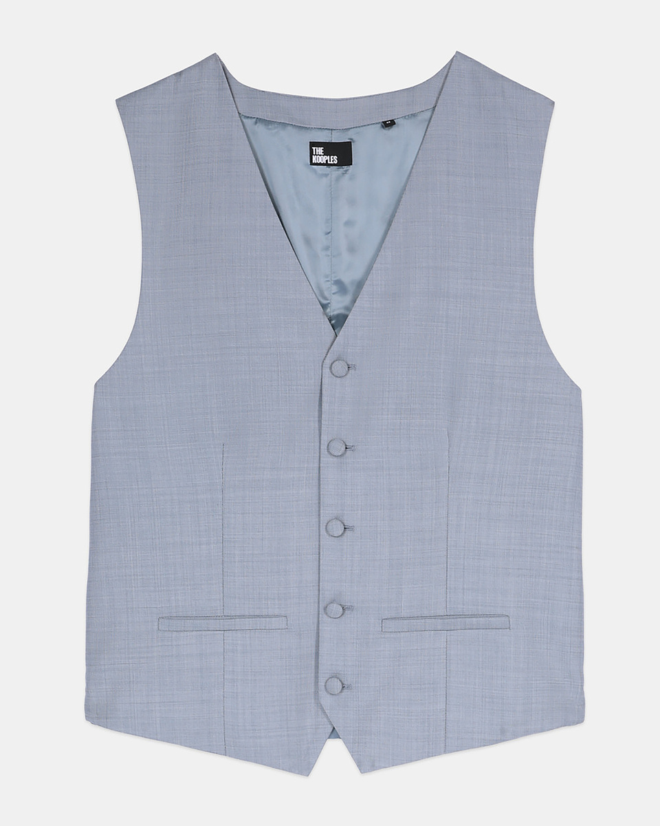 Light blue slim fit wool suit vest