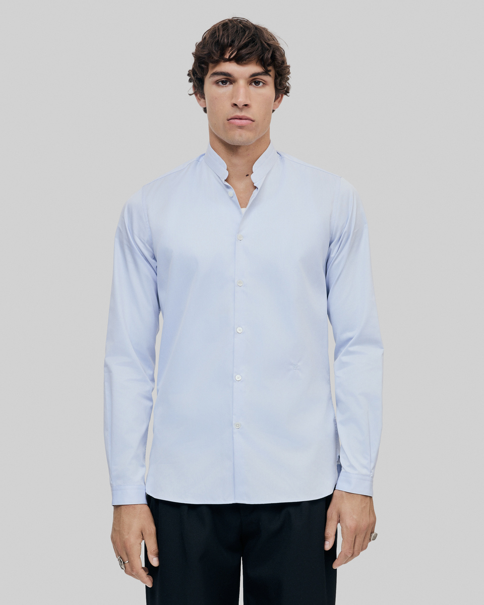 Blue shirt with officer collar