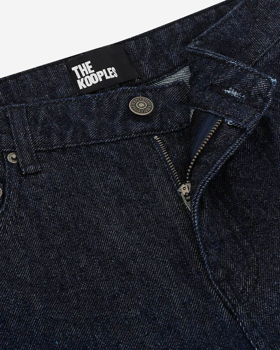 Blue raw wide-leg jeans