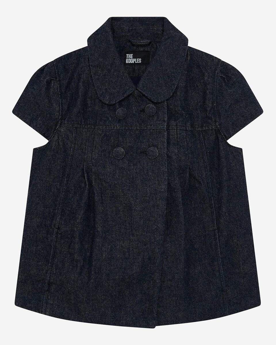 Short-sleeved jacket in dark blue denim