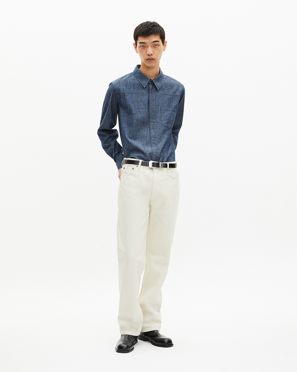 Blue raw denim shirt