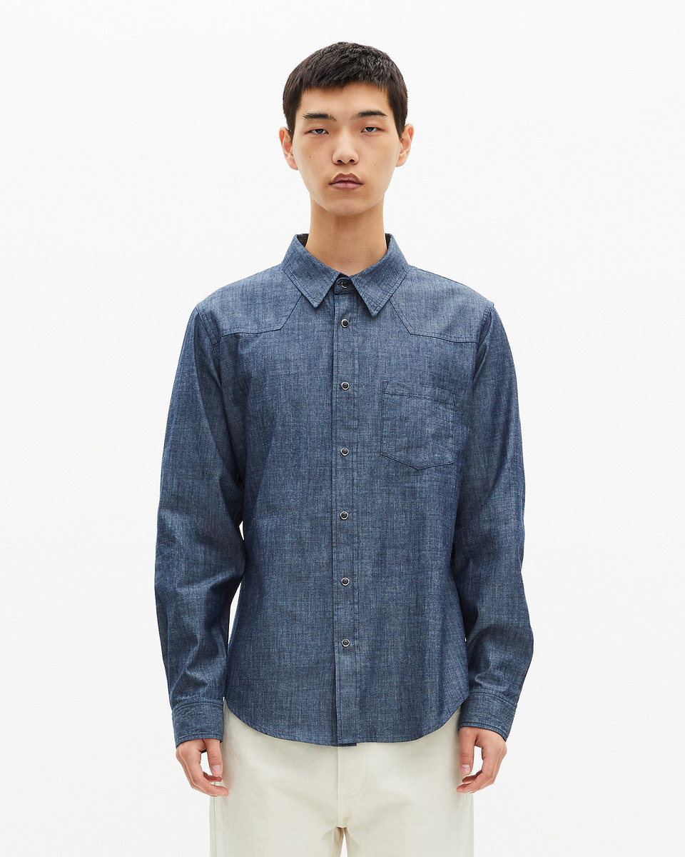 Blue raw denim shirt
