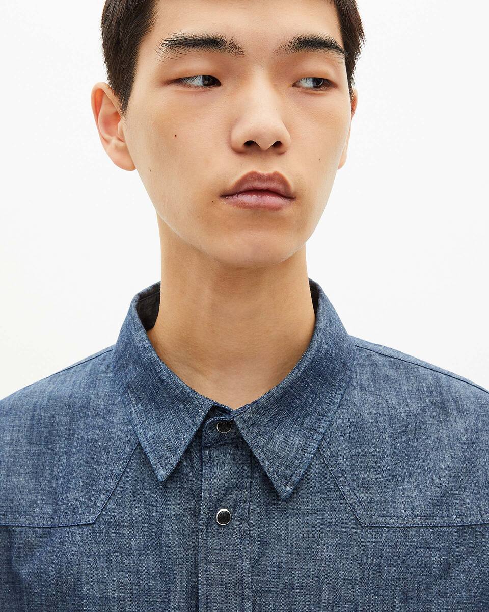 Blue raw denim shirt