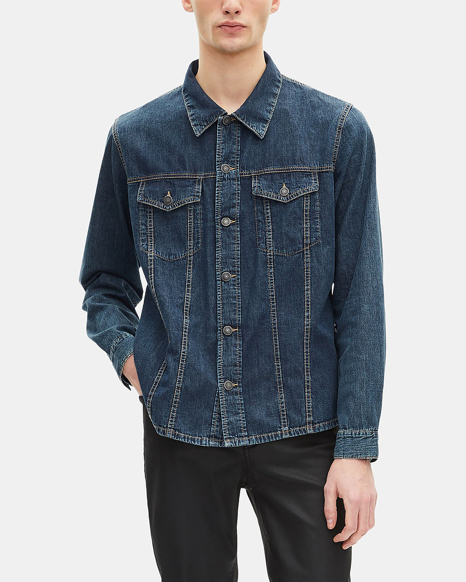 Long-sleeved denim shirt