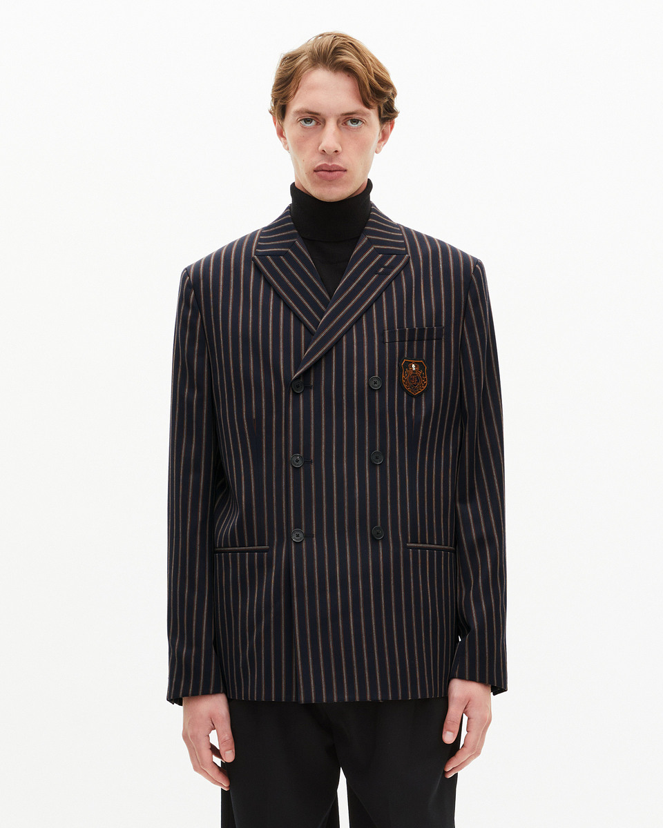 Navy striped double-breasted jacket