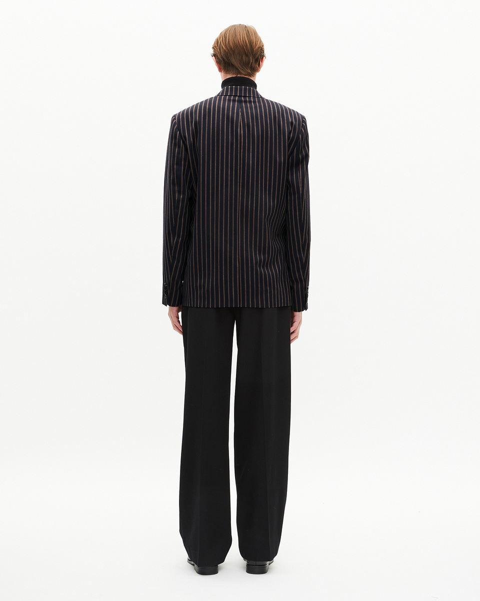 Navy striped double-breasted jacket