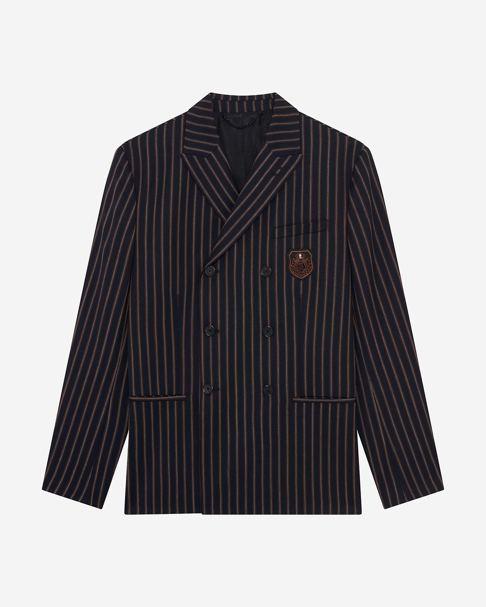 Navy striped double-breasted jacket