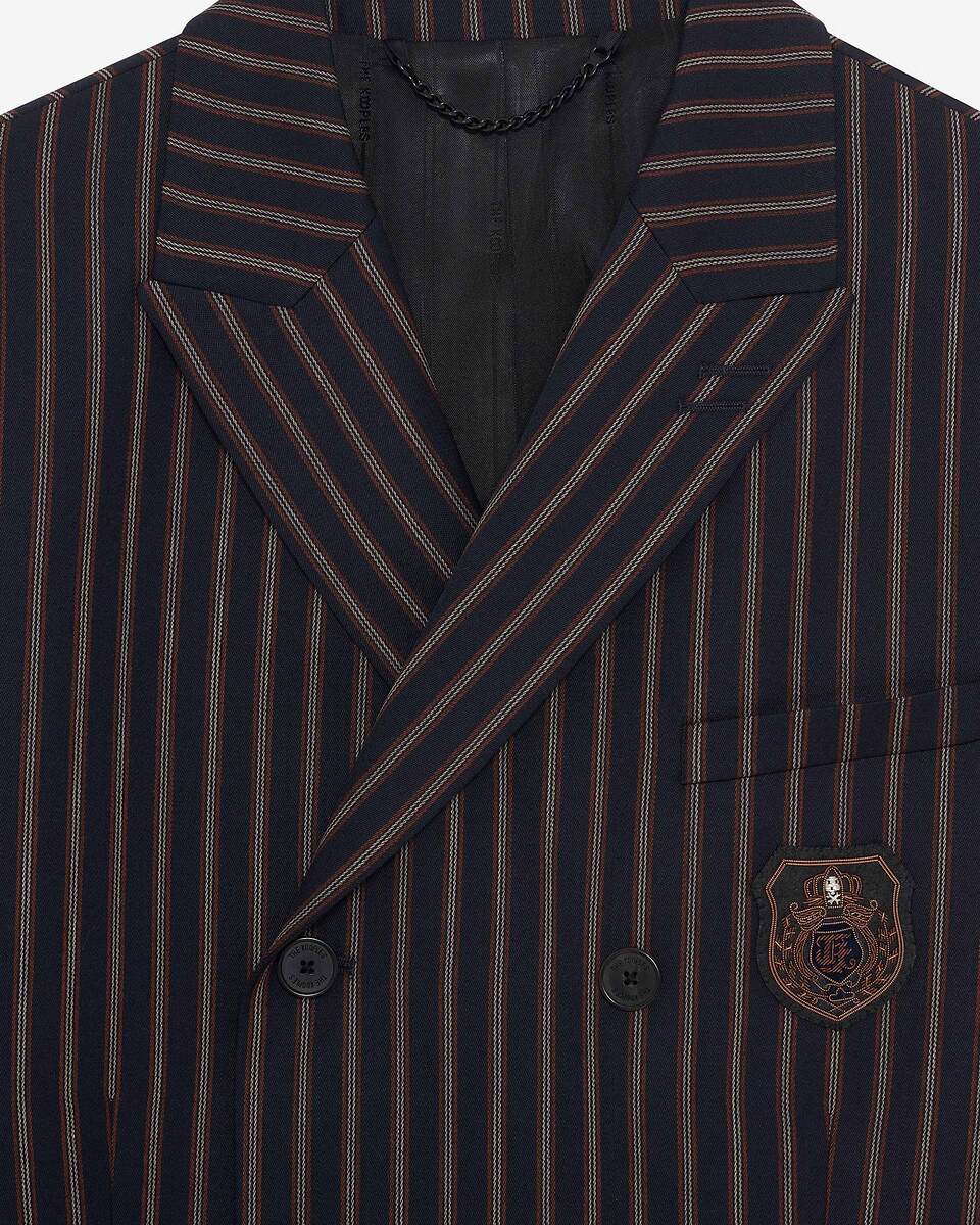 Navy striped double-breasted jacket