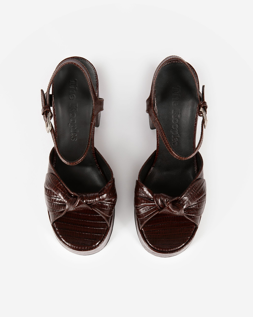 Brown leather heeled sandals