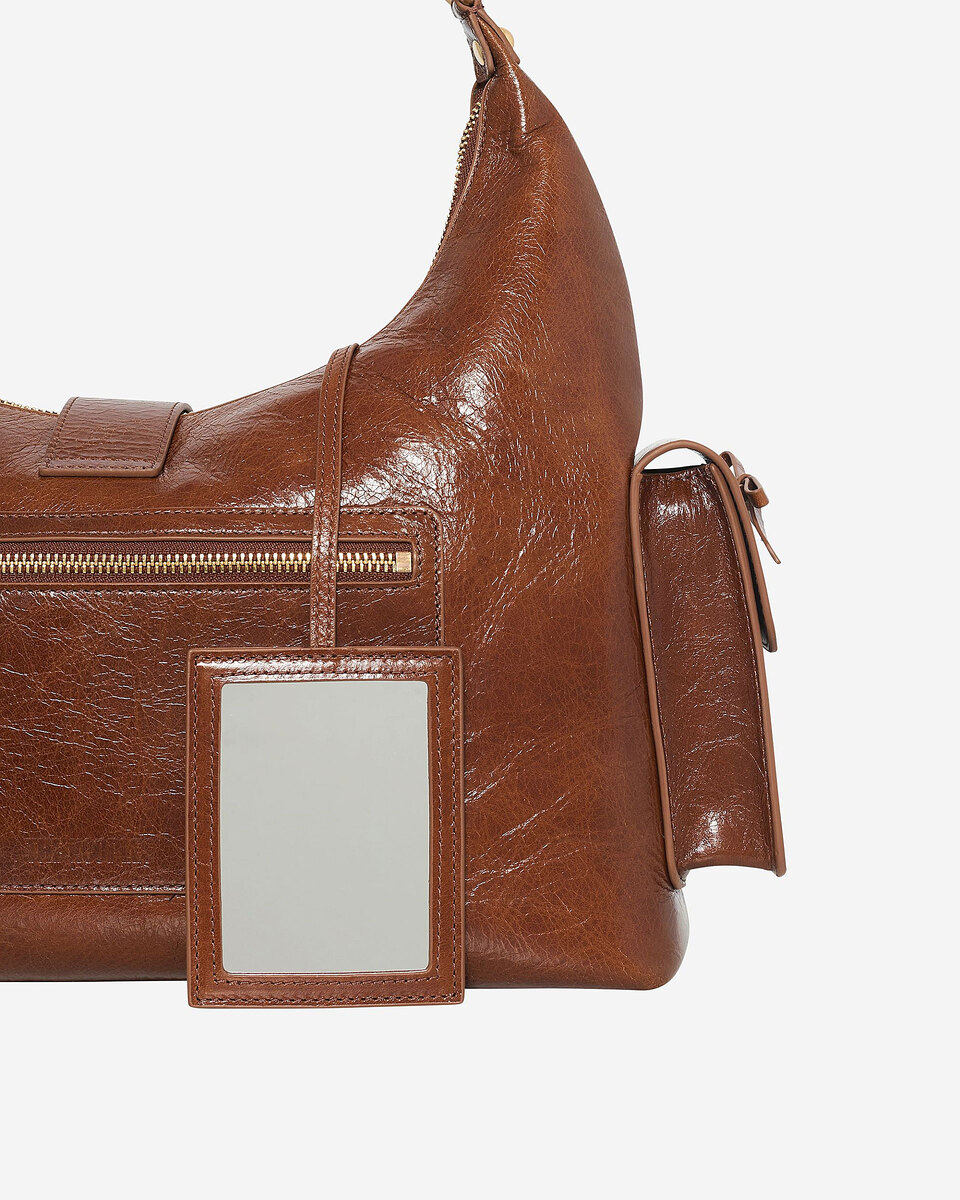 Amelia XL bag in brown cracked leather