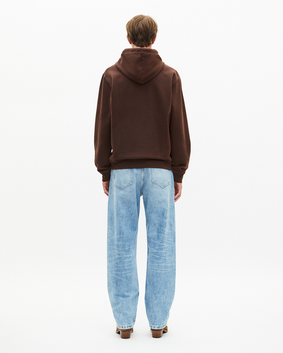 Hooded sweatshirt with brown embroidery