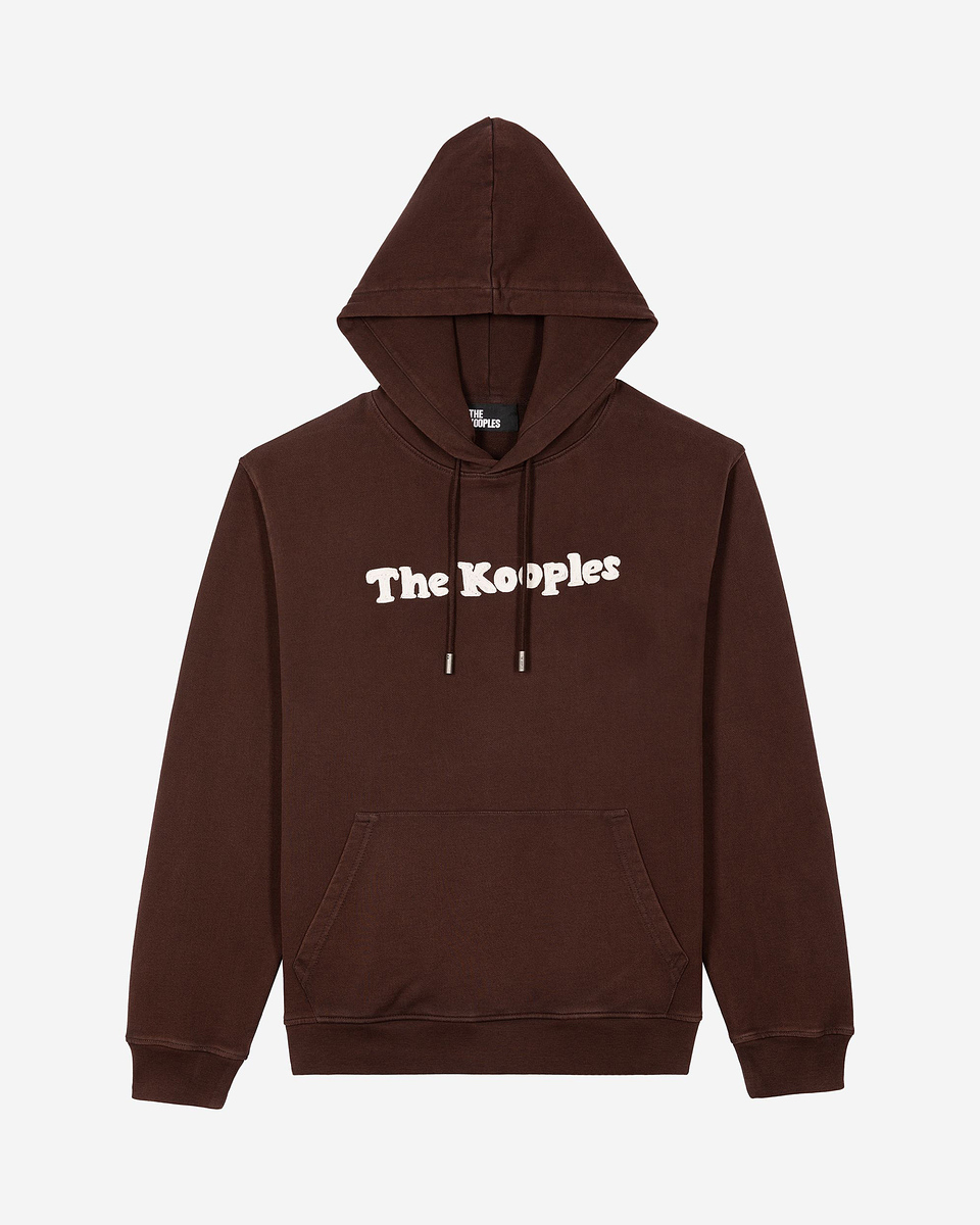Hooded sweatshirt with brown embroidery