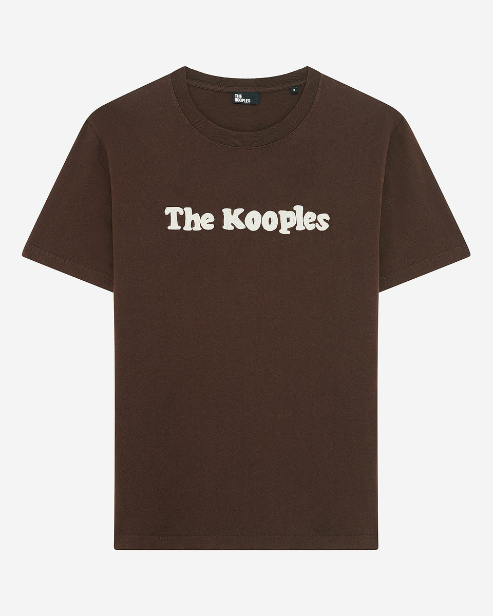 T-shirt with brown embroidery