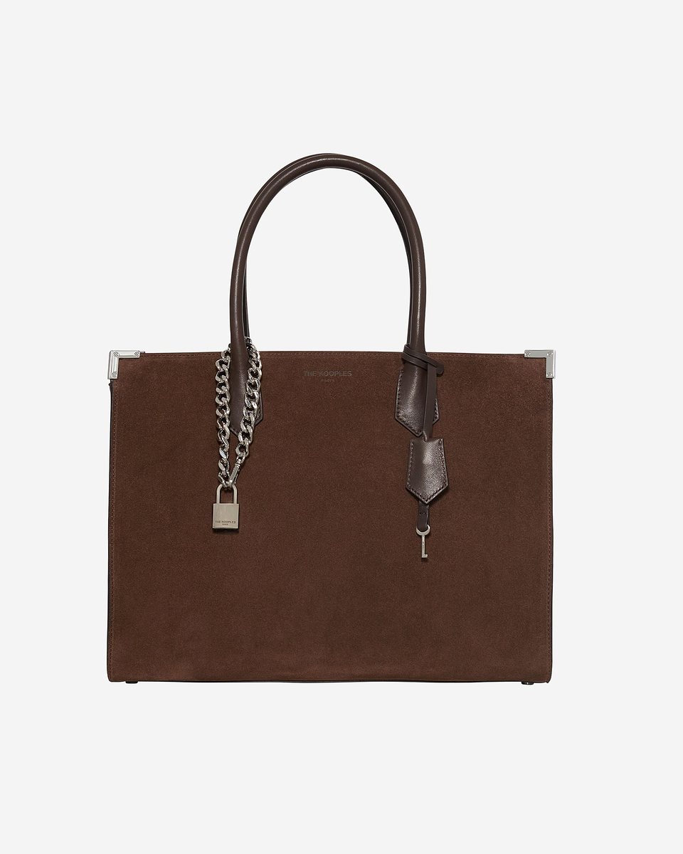 Ming XL tote bag in brown suede