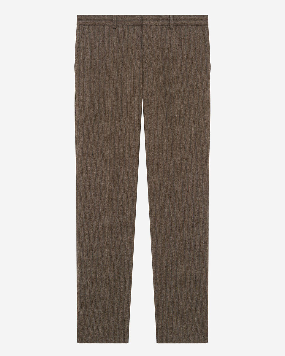 Straight brown pinstripe suit pants