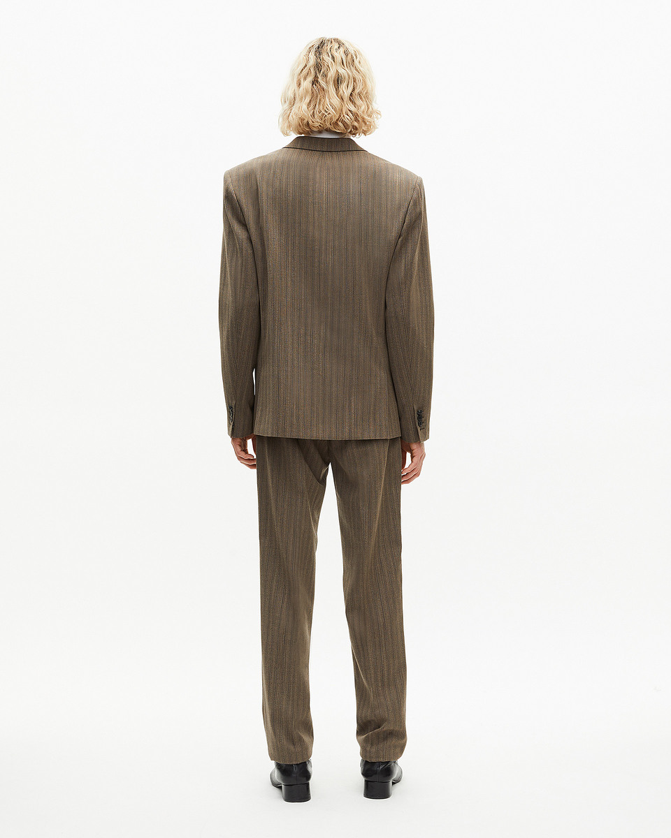 Brown pinstripe suit jacket