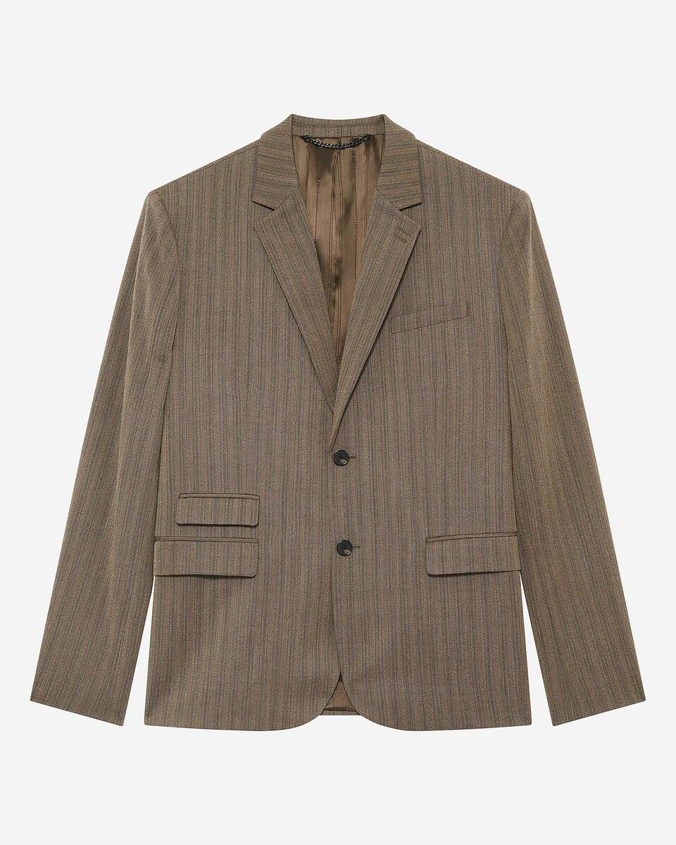 Brown pinstripe suit jacket