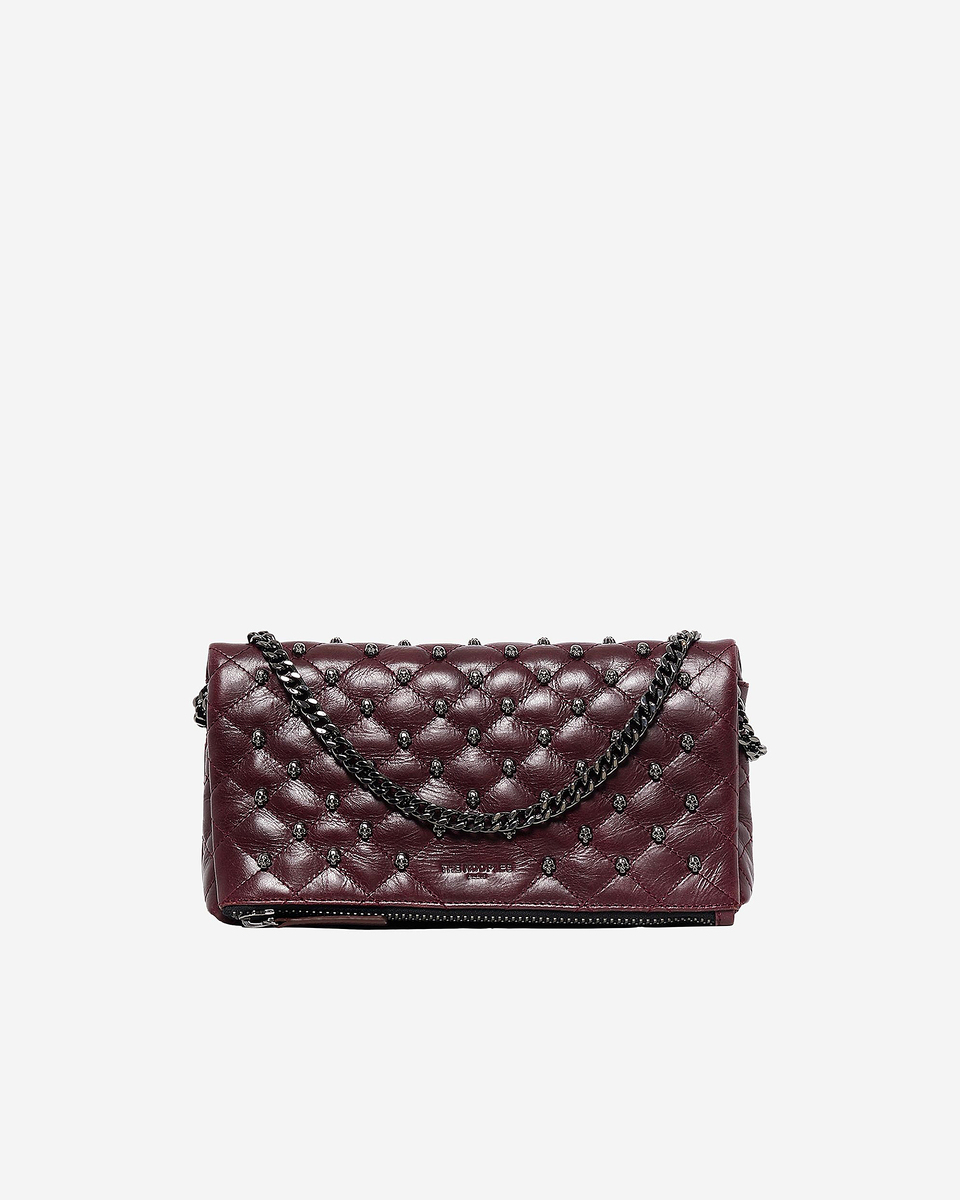 Heritage small clutch bag in burgundy leather