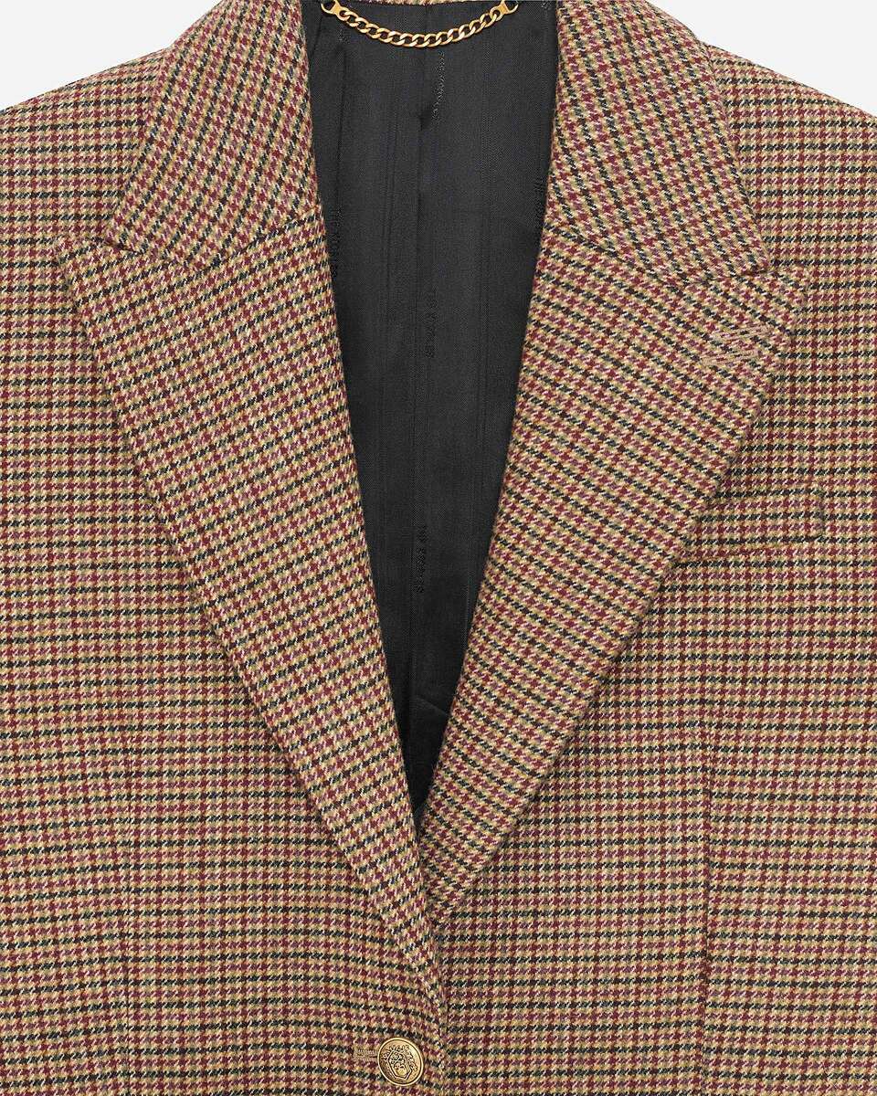 Camel houndstooth tailored jacket