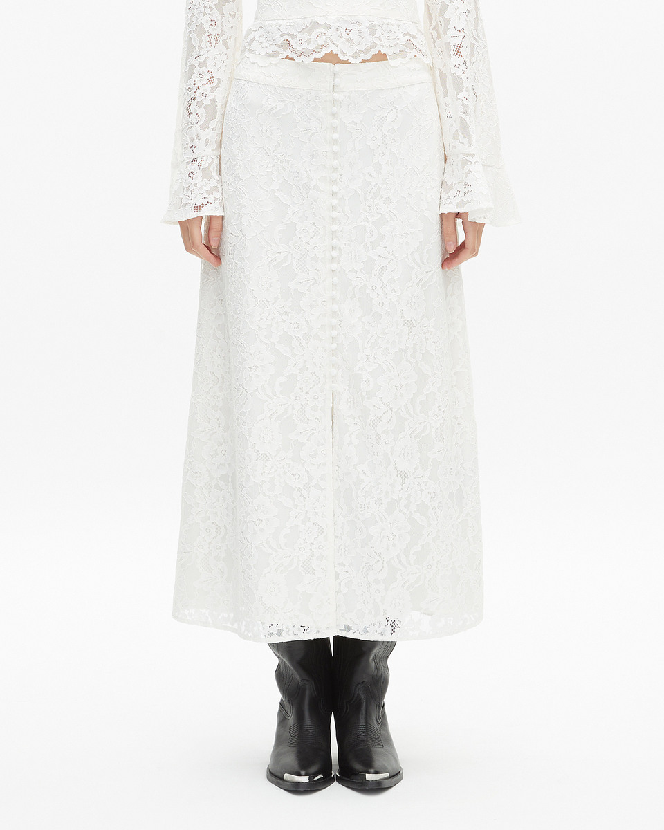 Long white lace skirt
