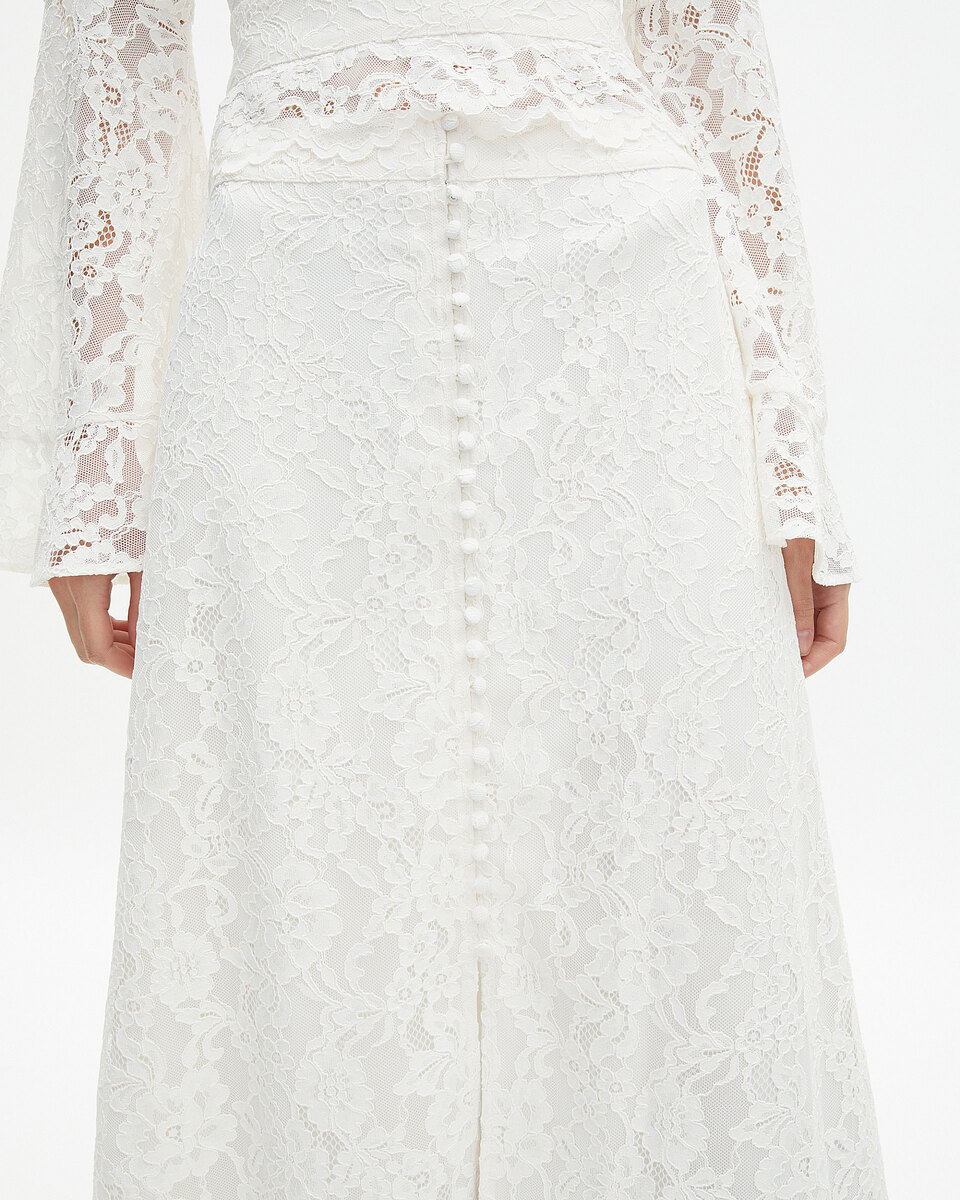 Long white lace skirt