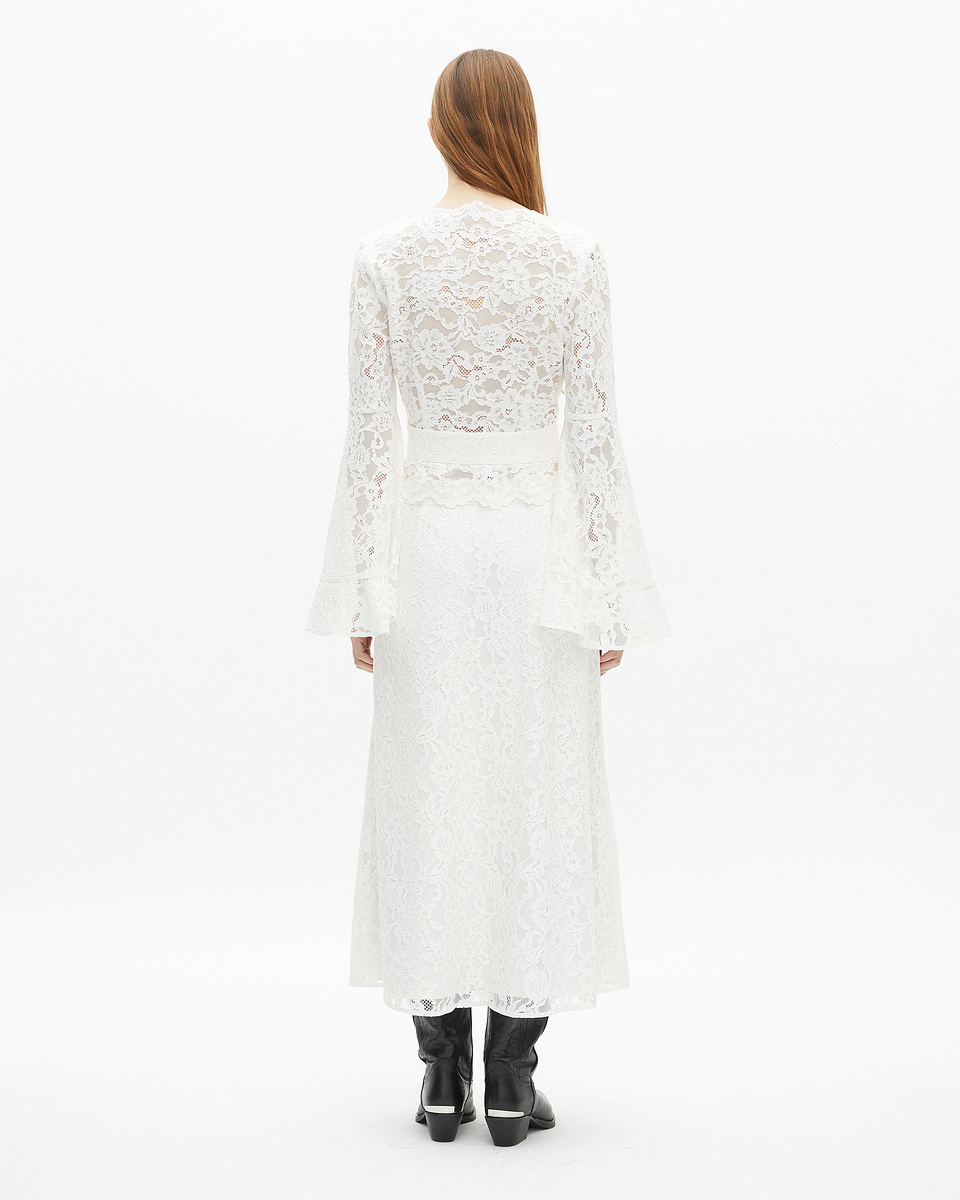 White lace flared sleeve top
