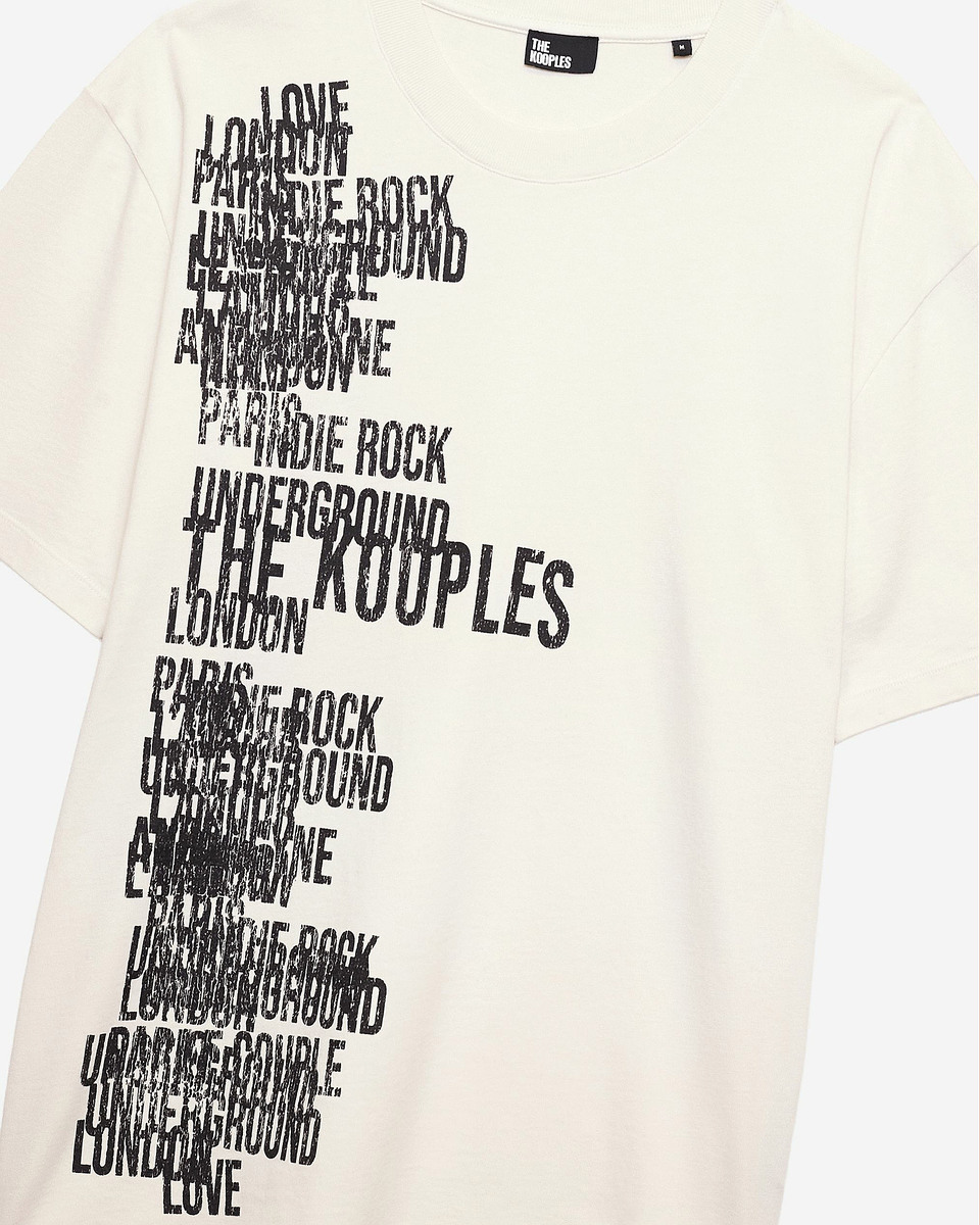 T-shirt with screen print The Kooples ecru