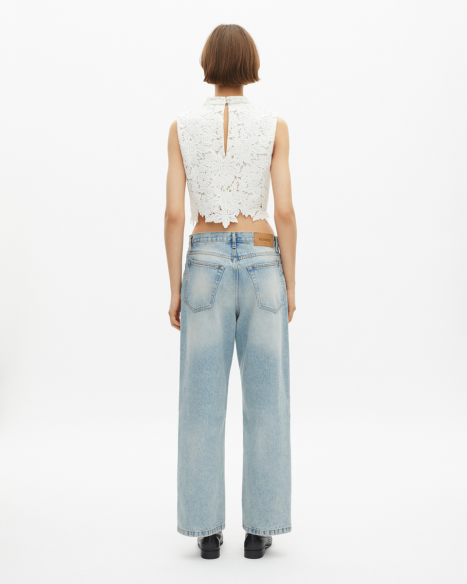 Ecru floral lace top