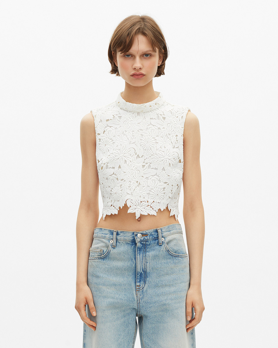 Ecru floral lace top